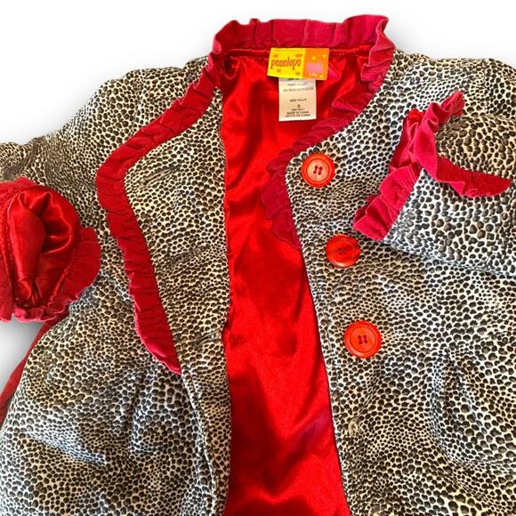 Size 5 Girls Jacket Animal Print Leopard Coat Penelope Mack red black white - Picture 8 of 14
